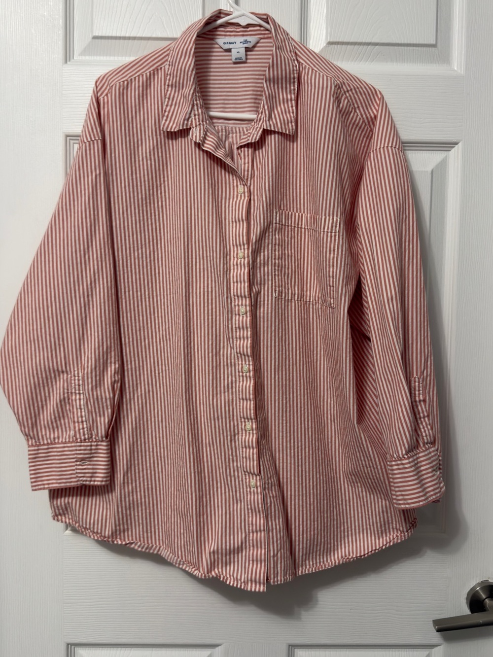 Old Navy Pink and White Striped Button-Down Shirt